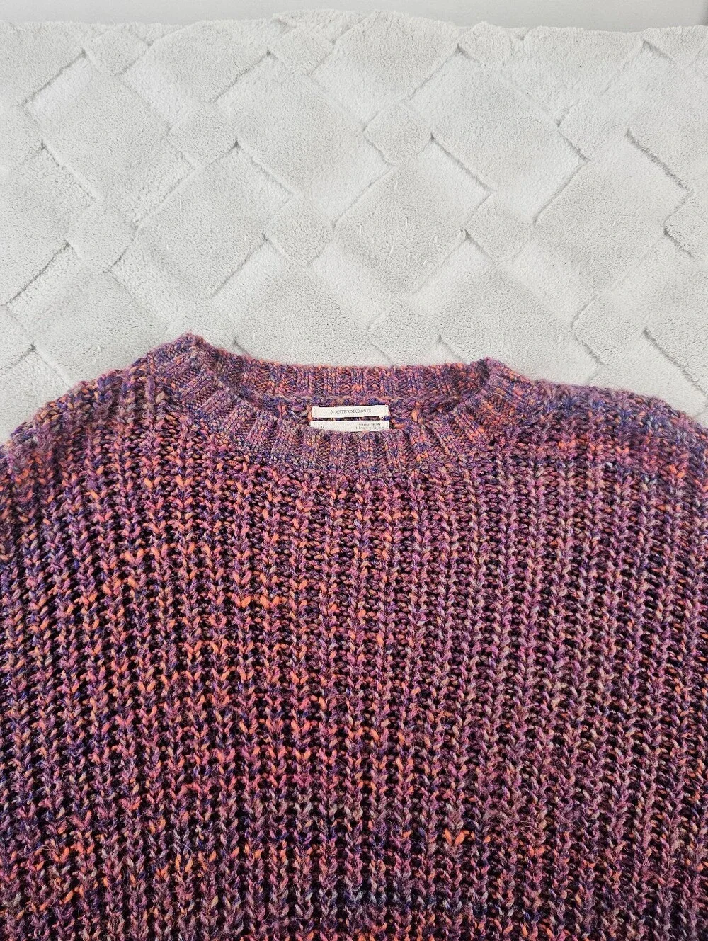 Anthropologie Chunky Knit Pullover Sweater Womens Extra Large Multi Color